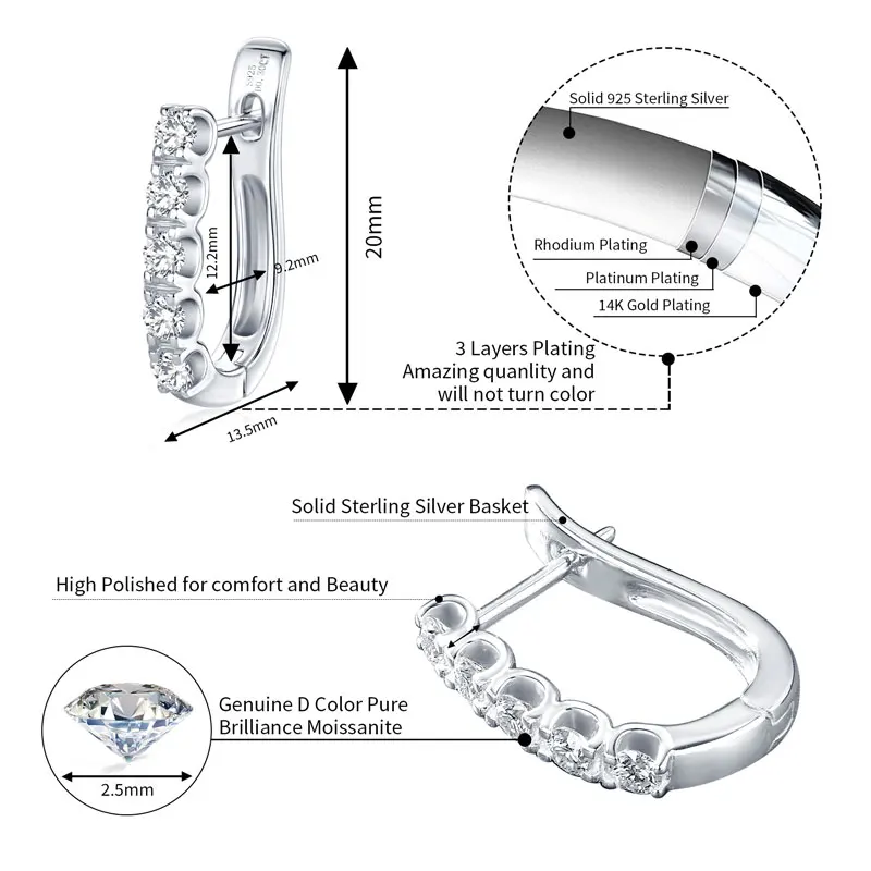 IOGOU Classic Single-Row U-shaped Hoop 2.5mm D Moissanite Earrings for Women 925 Silver Daily Wear Fine Jewelry Gift 2026 Trend IOGOU Classic Single-Row U-shaped Hoop 2.5mm D Moissanite Earrings for Women 925 Silver Daily Wear Fine Jewelry Gift 2026 Trend