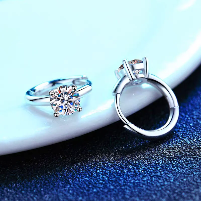 1.0CT Moissanite Small Hoop Earrings Lab Diamond Hoop Huggies Earrings Sterling Silver Cartilage Earrings for Women Girls Teens