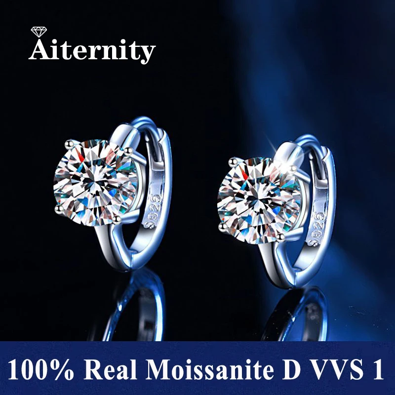 1.0CT Moissanite Small Hoop Earrings Lab Diamond Hoop Huggies Earrings Sterling Silver Cartilage Earrings for Women Girls Teens