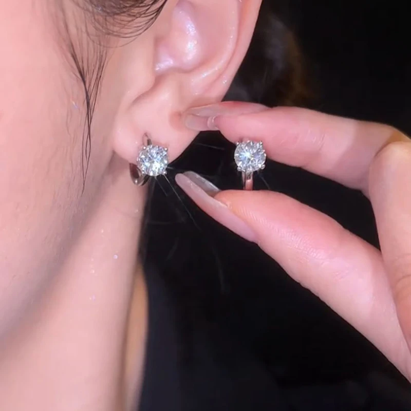 1.0CT Moissanite Small Hoop Earrings Lab Diamond Hoop Huggies Earrings Sterling Silver Cartilage Earrings for Women Girls Teens