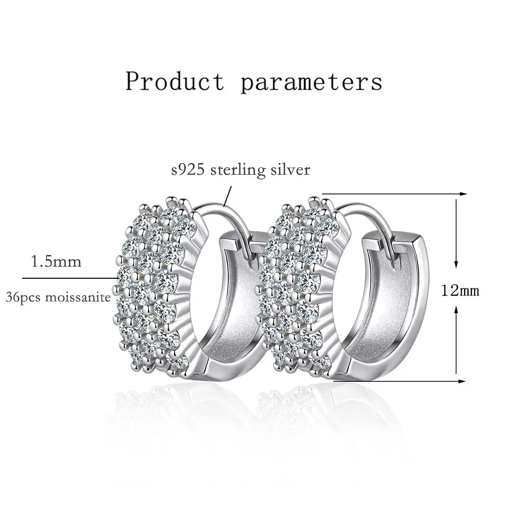 KNOBSPIN GRA Certified Moissanite Hoop Earrings for Women s925 Sterling Silver Wedding Huggie Earrings Party Jewelry Wholesale