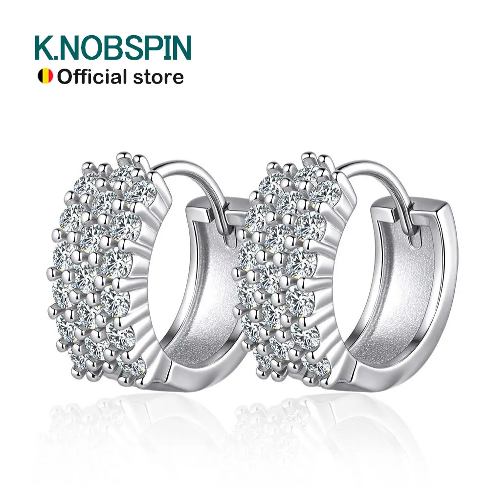 KNOBSPIN GRA Certified Moissanite Hoop Earrings for Women s925 Sterling Silver Wedding Huggie Earrings Party Jewelry Wholesale