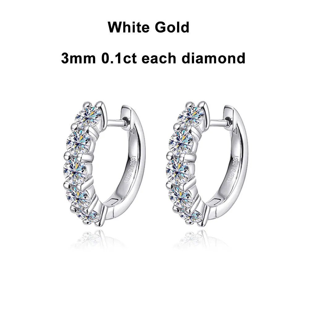 KNOBSPIN D Color Moissanite Loop Earring 925 Sterling Sliver Plated with 18k White Gold Earring for Women Sparkling Fine Jewelry