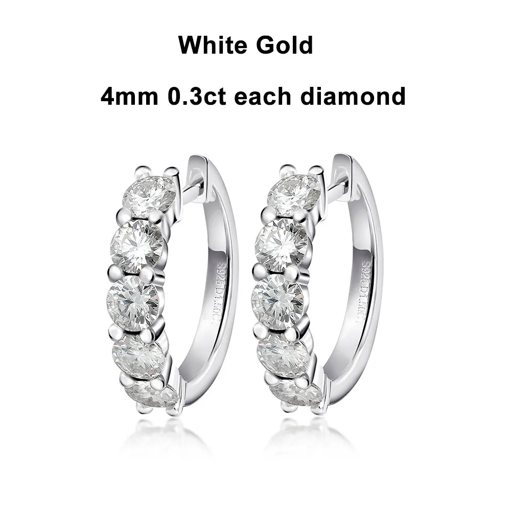KNOBSPIN D Color Moissanite Loop Earring 925 Sterling Sliver Plated with 18k White Gold Earring for Women Sparkling Fine Jewelry