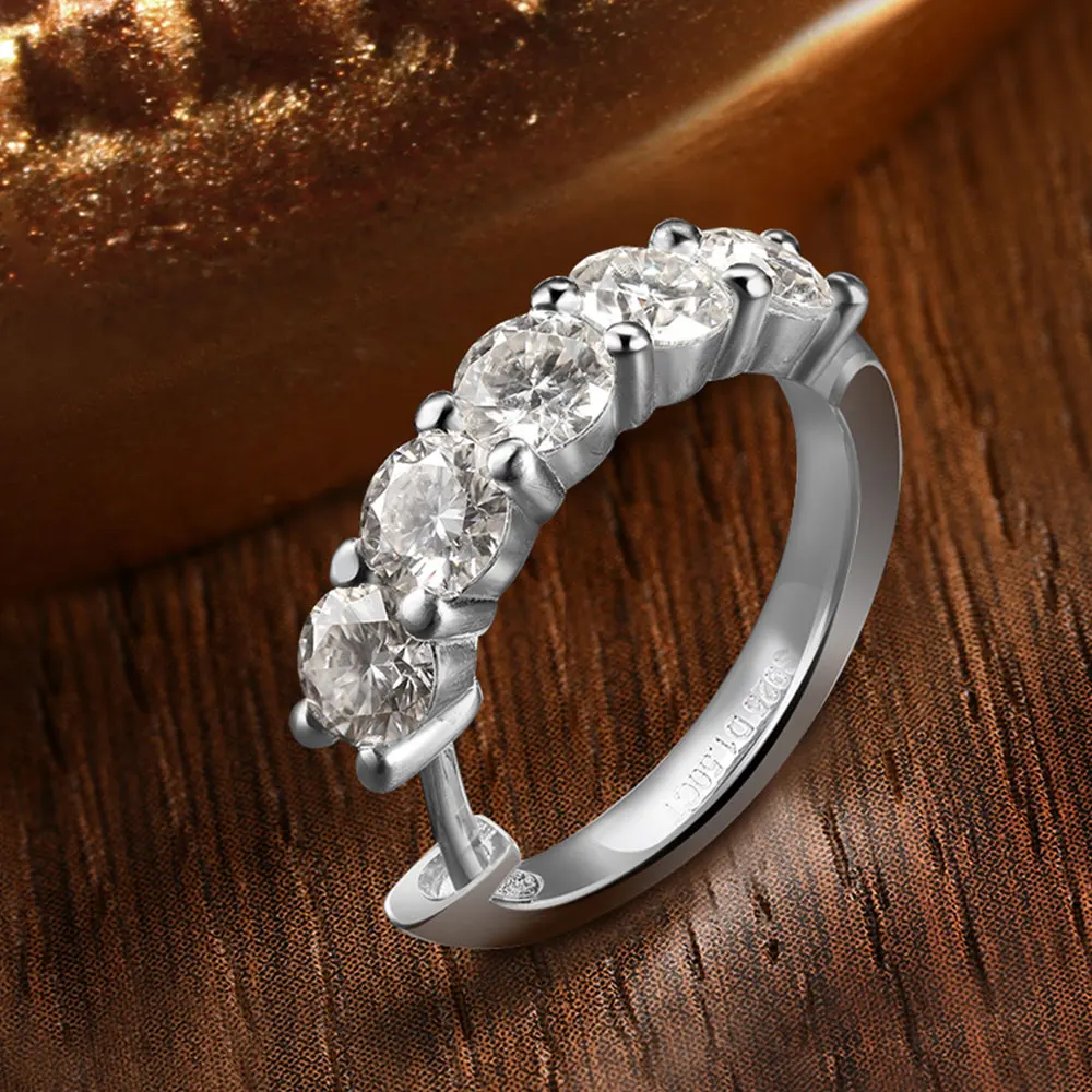 KNOBSPIN D Color Moissanite Loop Earring 925 Sterling Sliver Plated with 18k White Gold Earring for Women Sparkling Fine Jewelry