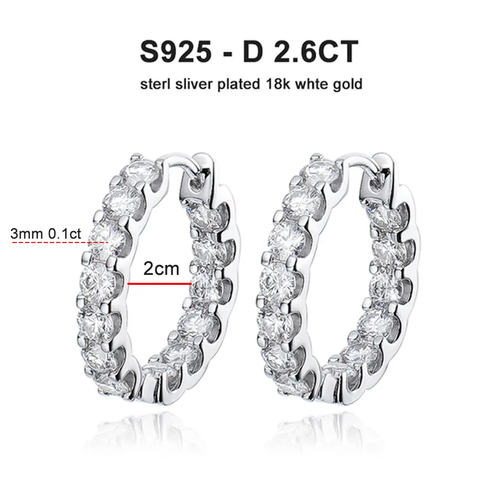 KNOBSPIN D VVS All Moissanite Earring 925 Sterling Silver Plated 18k White Gold with GRA Wedding Diamond Hoop Earrings for Women KNOBSPIN D VVS All Moissanite Earring 925 Sterling Silver Plated 18k White Gold with GRA Wedding Diamond Hoop Earrings for Women