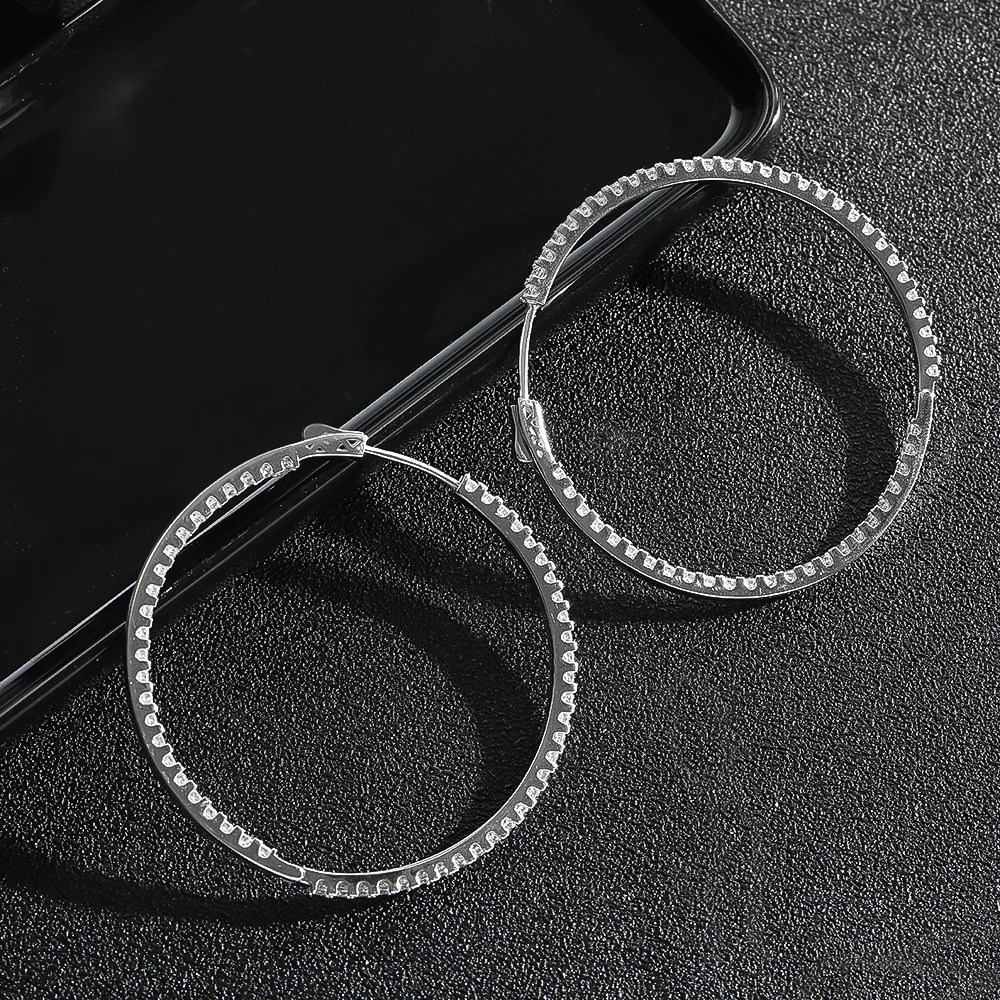 KNOBSPIN D VVS All Moissanite Earring 925 Sterling Silver Plated 18k White Gold with GRA Wedding Diamond Hoop Earrings for Women KNOBSPIN D VVS All Moissanite Earring 925 Sterling Silver Plated 18k White Gold with GRA Wedding Diamond Hoop Earrings for Women