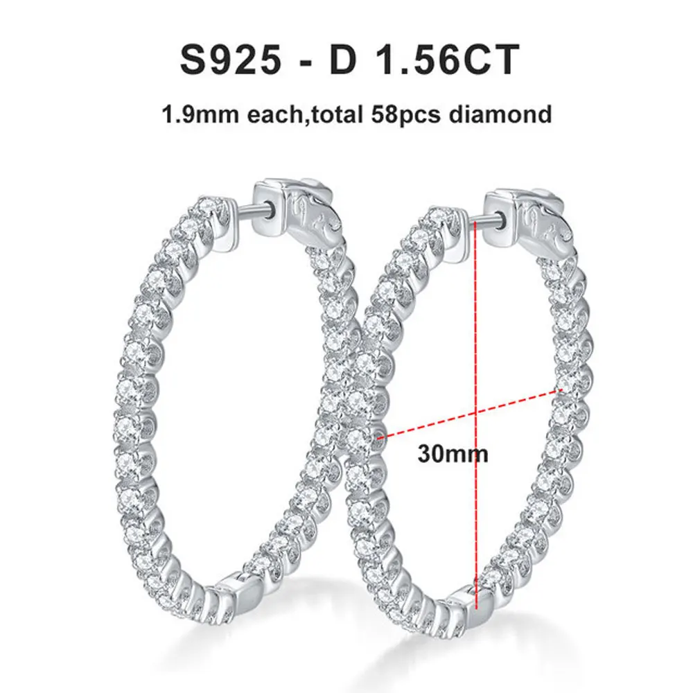 KNOBSPIN D VVS All Moissanite Earring 925 Sterling Silver Plated 18k White Gold with GRA Wedding Diamond Hoop Earrings for Women KNOBSPIN D VVS All Moissanite Earring 925 Sterling Silver Plated 18k White Gold with GRA Wedding Diamond Hoop Earrings for Women