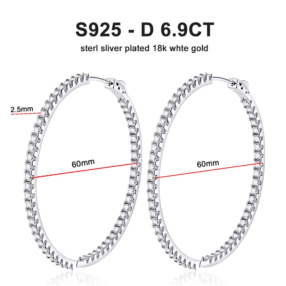 KNOBSPIN D VVS All Moissanite Earring 925 Sterling Silver Plated 18k White Gold with GRA Wedding Diamond Hoop Earrings for Women KNOBSPIN D VVS All Moissanite Earring 925 Sterling Silver Plated 18k White Gold with GRA Wedding Diamond Hoop Earrings for Women