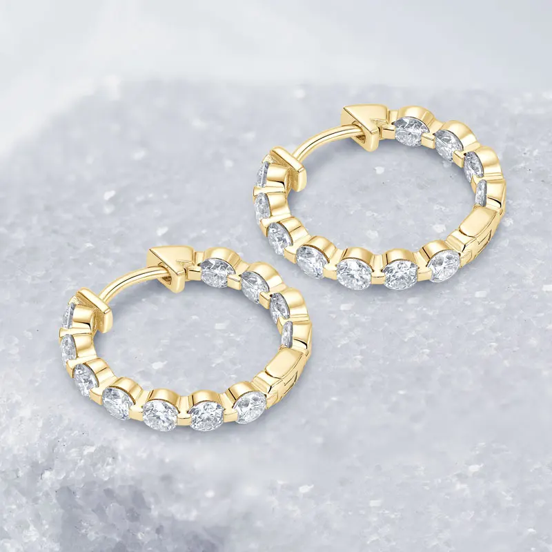 Anziw 2.2cttw. 3mm D Moissanite Hoop Earrings for Women Real 925 Silver Sparking Round Cut Lab Diamond Earrings 2025 New Jewelry Anziw 2.2cttw. 3mm D Moissanite Hoop Earrings for Women Real 925 Silver Sparking Round Cut Lab Diamond Earrings 2025 New Jewelry