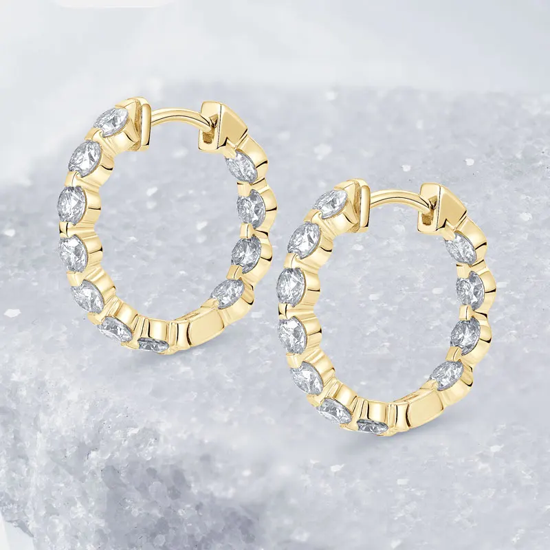 Anziw 2.2cttw. 3mm D Moissanite Hoop Earrings for Women Real 925 Silver Sparking Round Cut Lab Diamond Earrings 2025 New Jewelry Anziw 2.2cttw. 3mm D Moissanite Hoop Earrings for Women Real 925 Silver Sparking Round Cut Lab Diamond Earrings 2025 New Jewelry