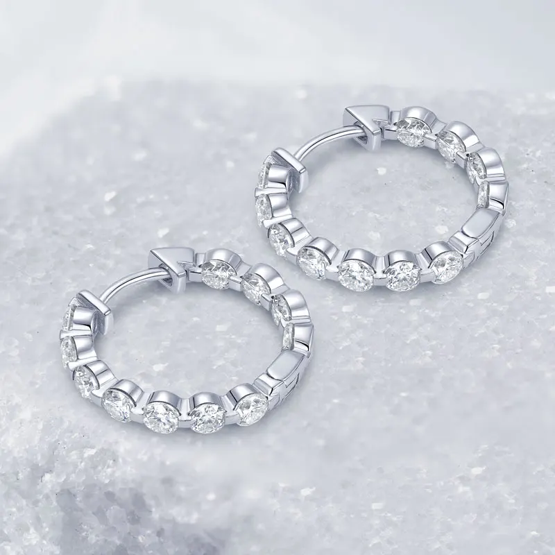Anziw 2.2cttw. 3mm D Moissanite Hoop Earrings for Women Real 925 Silver Sparking Round Cut Lab Diamond Earrings 2025 New Jewelry Anziw 2.2cttw. 3mm D Moissanite Hoop Earrings for Women Real 925 Silver Sparking Round Cut Lab Diamond Earrings 2025 New Jewelry