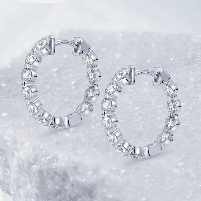 Anziw 2.2cttw. 3mm D Moissanite Hoop Earrings for Women Real 925 Silver Sparking Round Cut Lab Diamond Earrings 2025 New Jewelry Anziw 2.2cttw. 3mm D Moissanite Hoop Earrings for Women Real 925 Silver Sparking Round Cut Lab Diamond Earrings 2025 New Jewelry