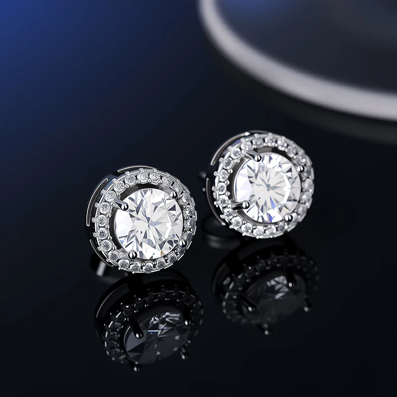 D VVS1 Moissanite Stud Earrings For Women Pass Diamond Tester Pen S925 Platinum plating Moissanita With 2 Certificates