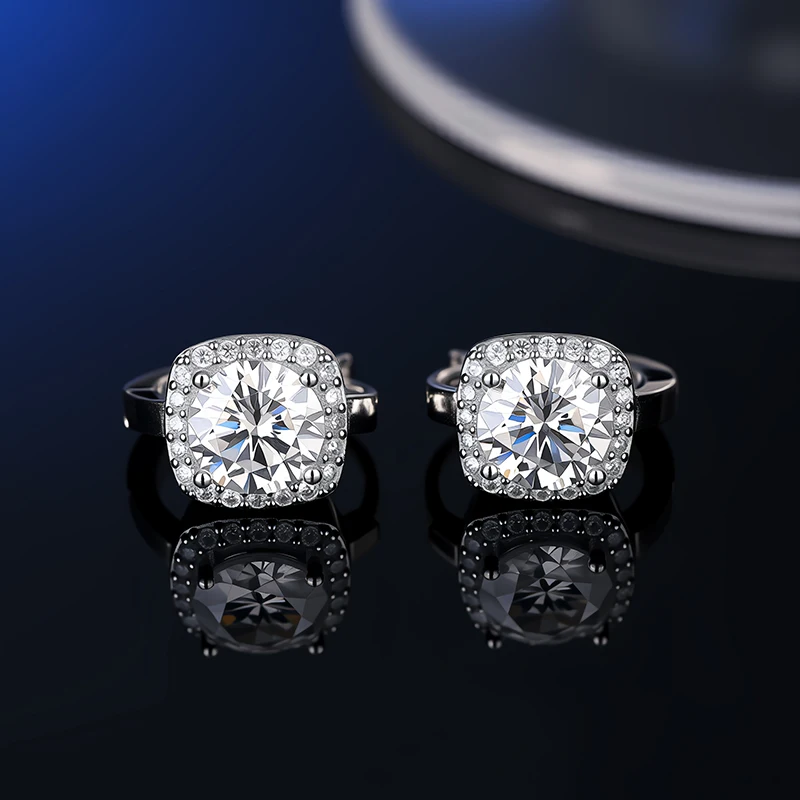 D VVS1 Moissanite Stud Earrings For Women Pass Diamond Tester Pen S925 Platinum plating Moissanita With 2 Certificates