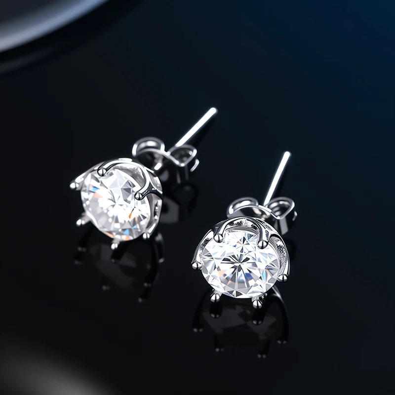 D VVS1 Moissanite Stud Earrings For Women Pass Diamond Tester Pen S925 Platinum plating Moissanita With 2 Certificates