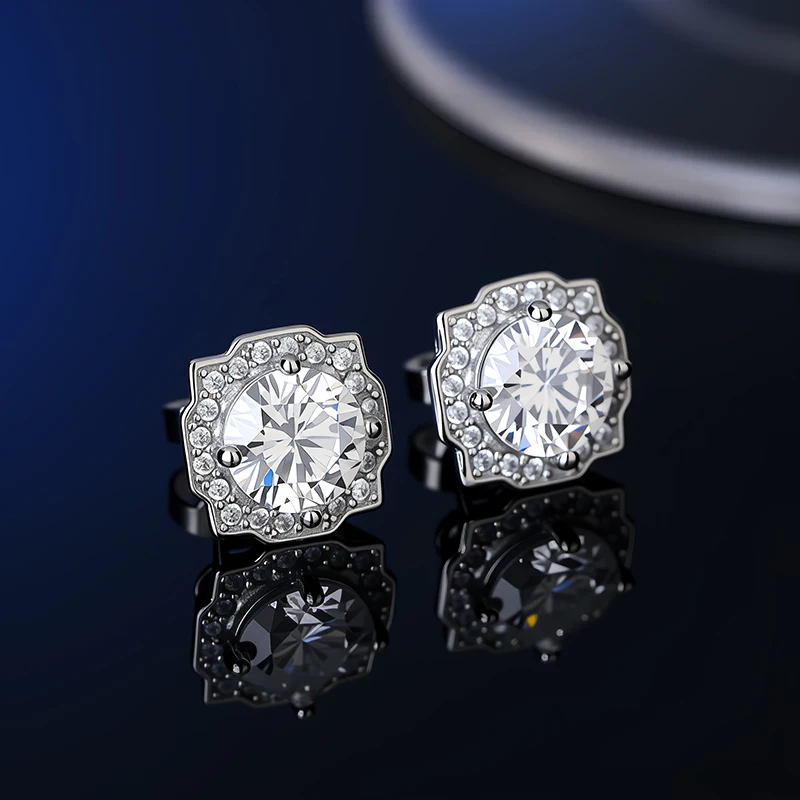 D VVS1 Moissanite Stud Earrings For Women Pass Diamond Tester Pen S925 Platinum plating Moissanita With 2 Certificates