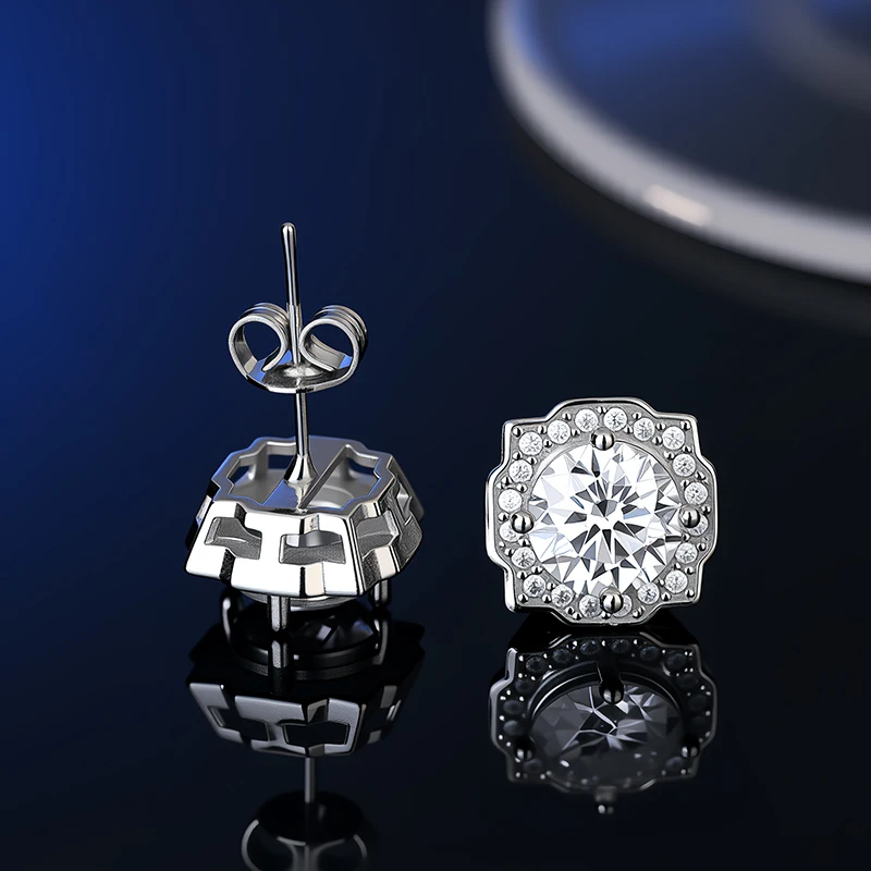 D VVS1 Moissanite Stud Earrings For Women Pass Diamond Tester Pen S925 Platinum plating Moissanita With 2 Certificates