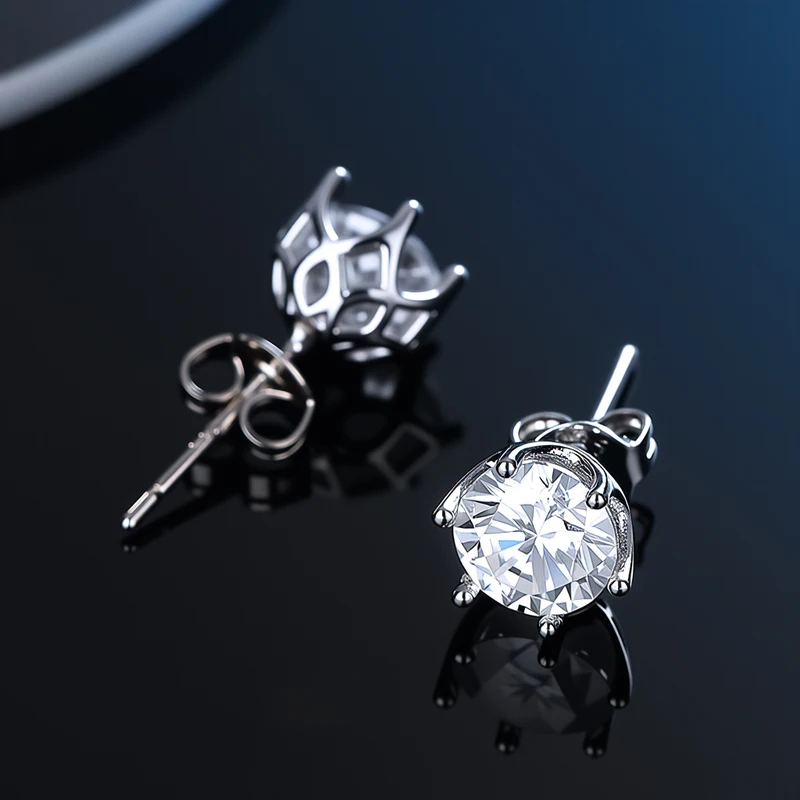 D VVS1 Moissanite Stud Earrings For Women Pass Diamond Tester Pen S925 Platinum plating Moissanita With 2 Certificates