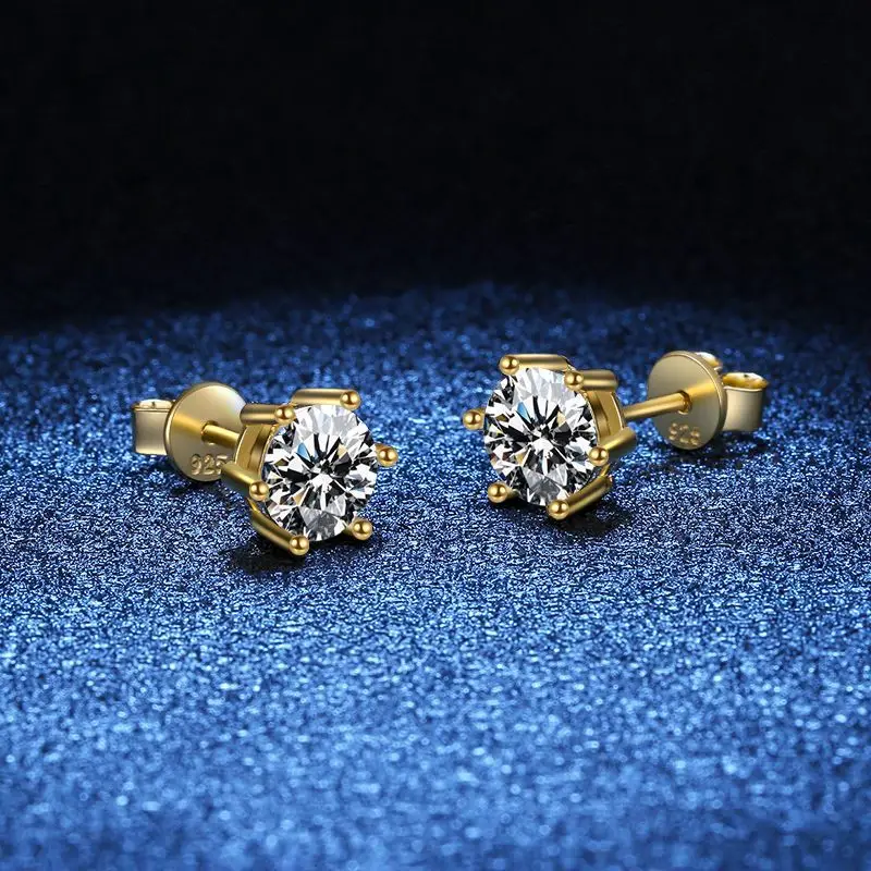 D VVS1 Moissanite Stud Earrings For Women Pass Diamond Tester Pen S925 Platinum plating Moissanita With 2 Certificates