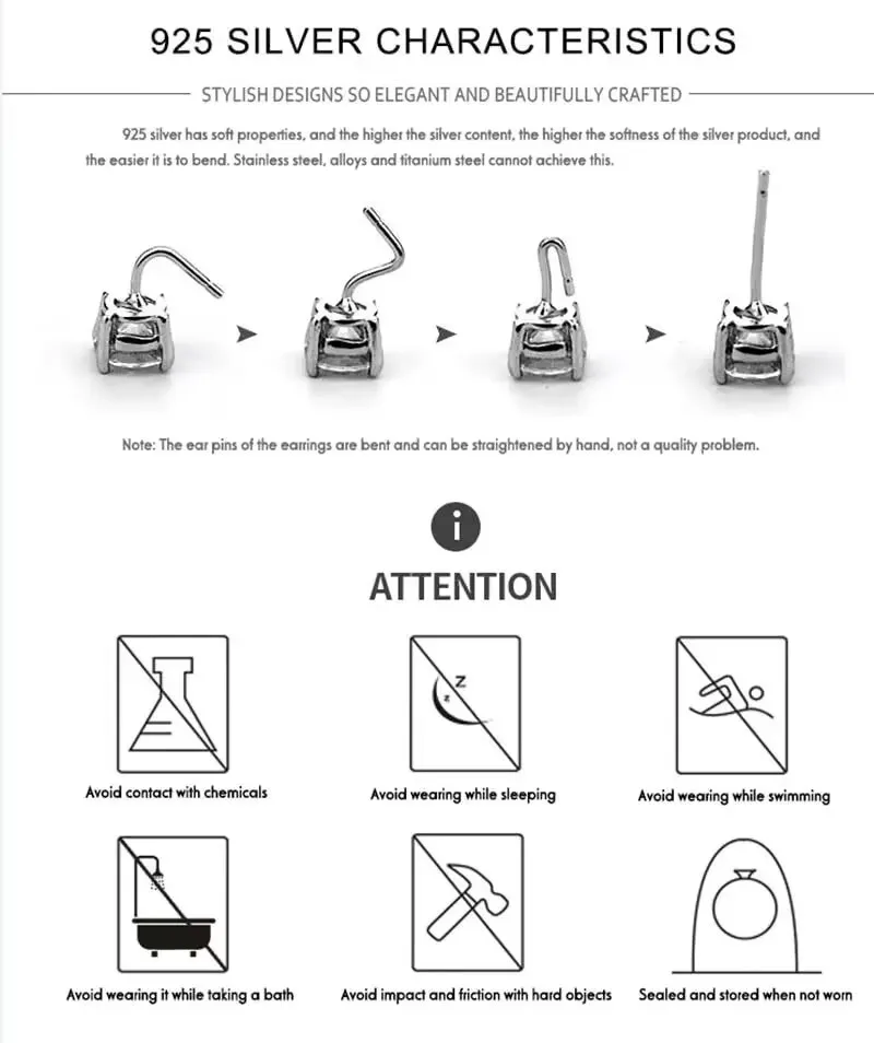 D VVS1 Moissanite Stud Earrings For Women Pass Diamond Tester Pen S925 Platinum plating Moissanita With 2 Certificates