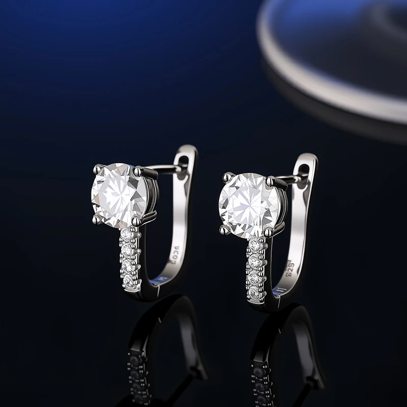 D VVS1 Moissanite Stud Earrings For Women Pass Diamond Tester Pen S925 Platinum plating Moissanita With 2 Certificates