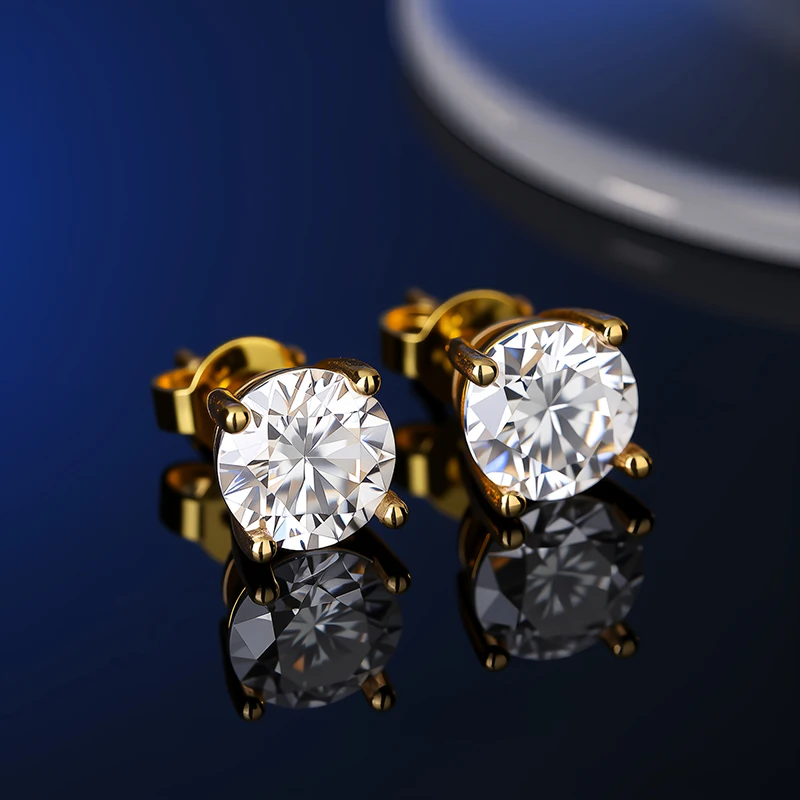 D VVS1 Moissanite Stud Earrings For Women Pass Diamond Tester Pen S925 Platinum plating Moissanita With 2 Certificates