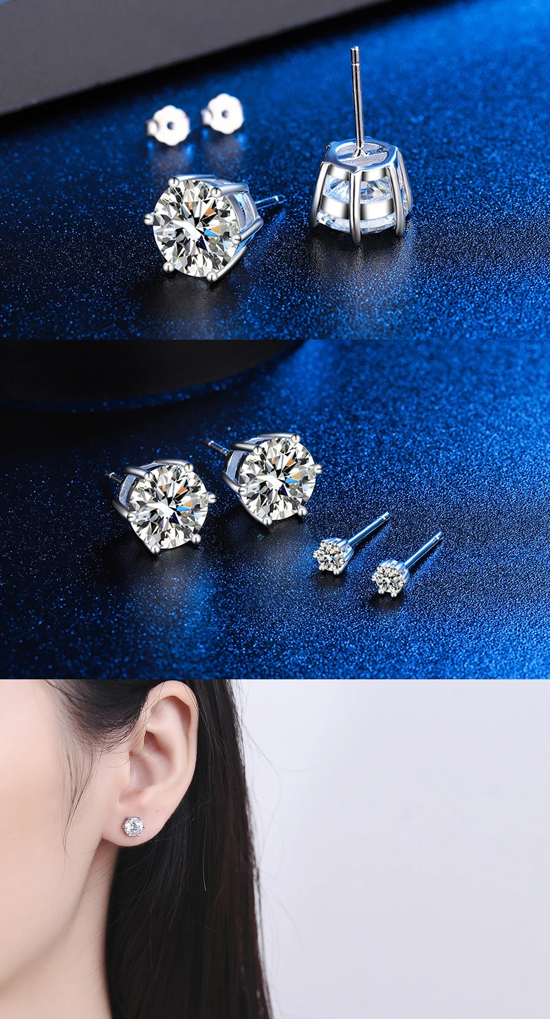 D VVS1 Moissanite Stud Earrings For Women Pass Diamond Tester Pen S925 Platinum plating Moissanita With 2 Certificates