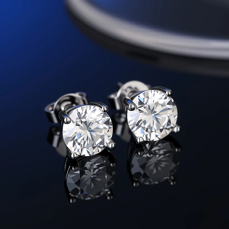 D VVS1 Moissanite Stud Earrings For Women Pass Diamond Tester Pen S925 Platinum plating Moissanita With 2 Certificates