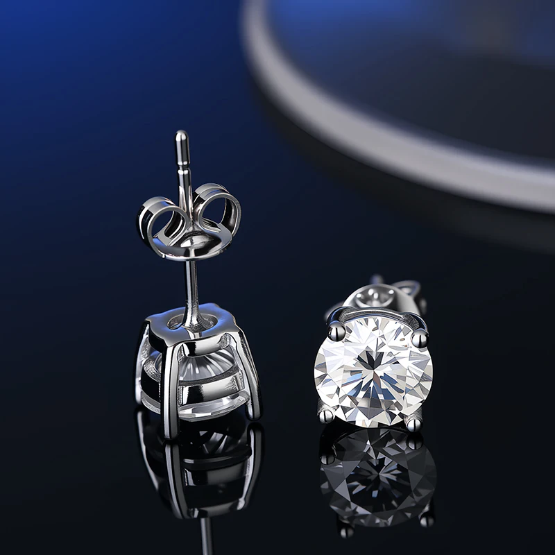 D VVS1 Moissanite Stud Earrings For Women Pass Diamond Tester Pen S925 Platinum plating Moissanita With 2 Certificates