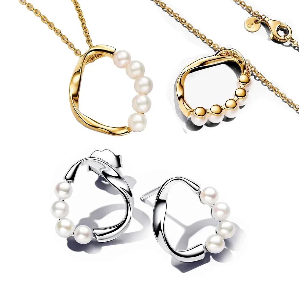 Silver 925 Pearl Freshwater Cultured Pearl Earrings, Necklace - A Beautiful Jewelry Gift for Women