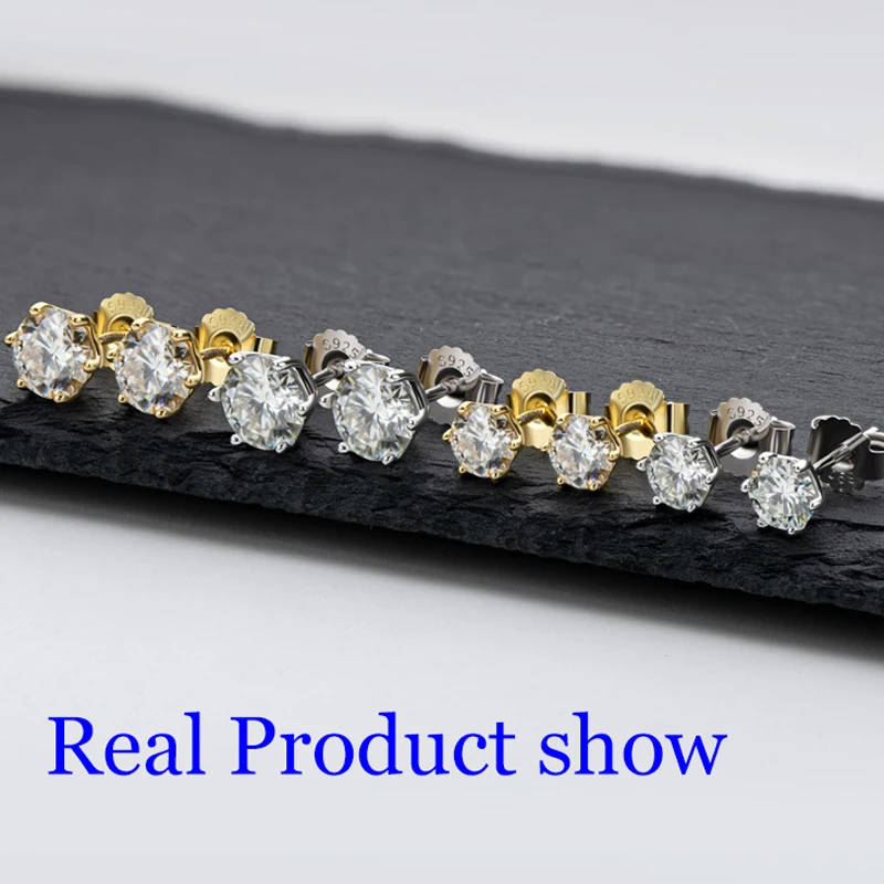 Premium 0.5-2ct Moissanite Diamond Stud Earrings for Women Orginal 925 Sterling Silver Screw Back Women Moissanite Earring 2025 Premium 0.5-2ct Moissanite Diamond Stud Earrings for Women Orginal 925 Sterling Silver Screw Back Women Moissanite Earring 2025