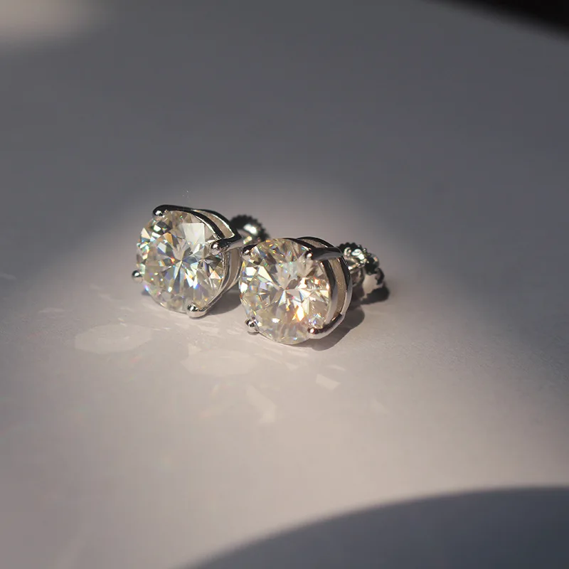 Premium 0.5-2ct Moissanite Diamond Stud Earrings for Women Orginal 925 Sterling Silver Screw Back Women Moissanite Earring 2025 Premium 0.5-2ct Moissanite Diamond Stud Earrings for Women Orginal 925 Sterling Silver Screw Back Women Moissanite Earring 2025