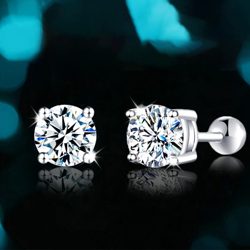 Premium 0.5-2ct Moissanite Diamond Stud Earrings for Women Orginal 925 Sterling Silver Screw Back Women Moissanite Earring 2025 Premium 0.5-2ct Moissanite Diamond Stud Earrings for Women Orginal 925 Sterling Silver Screw Back Women Moissanite Earring 2025