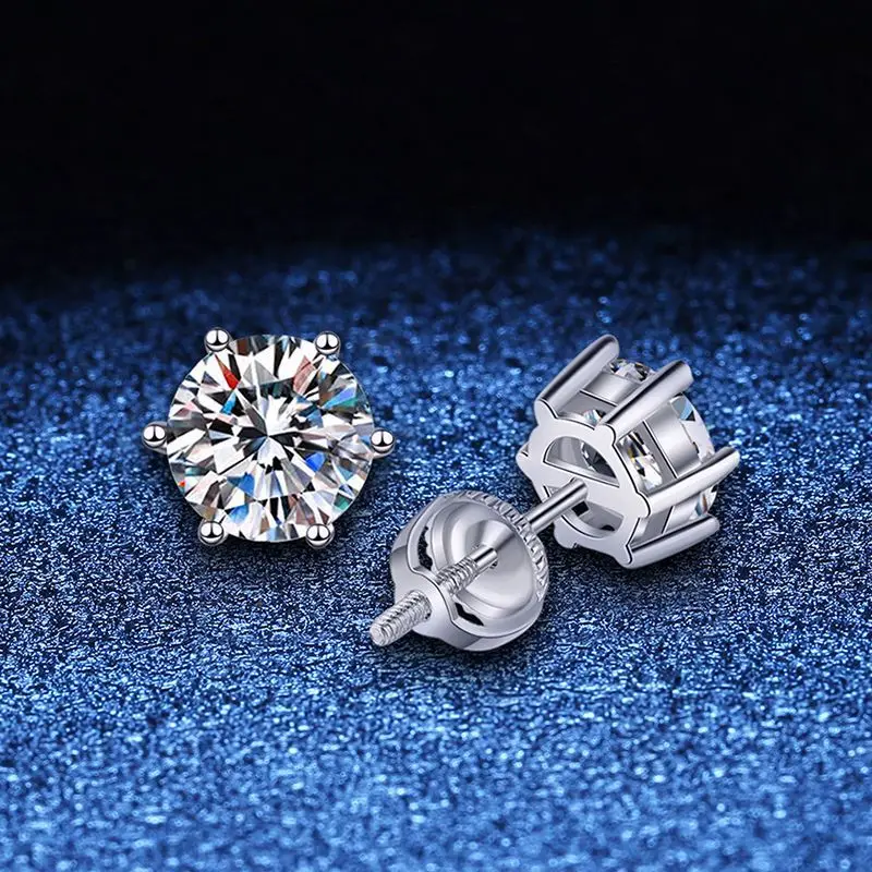 Premium 0.5-2ct Moissanite Diamond Stud Earrings for Women Orginal 925 Sterling Silver Screw Back Women Moissanite Earring 2025 Premium 0.5-2ct Moissanite Diamond Stud Earrings for Women Orginal 925 Sterling Silver Screw Back Women Moissanite Earring 2025