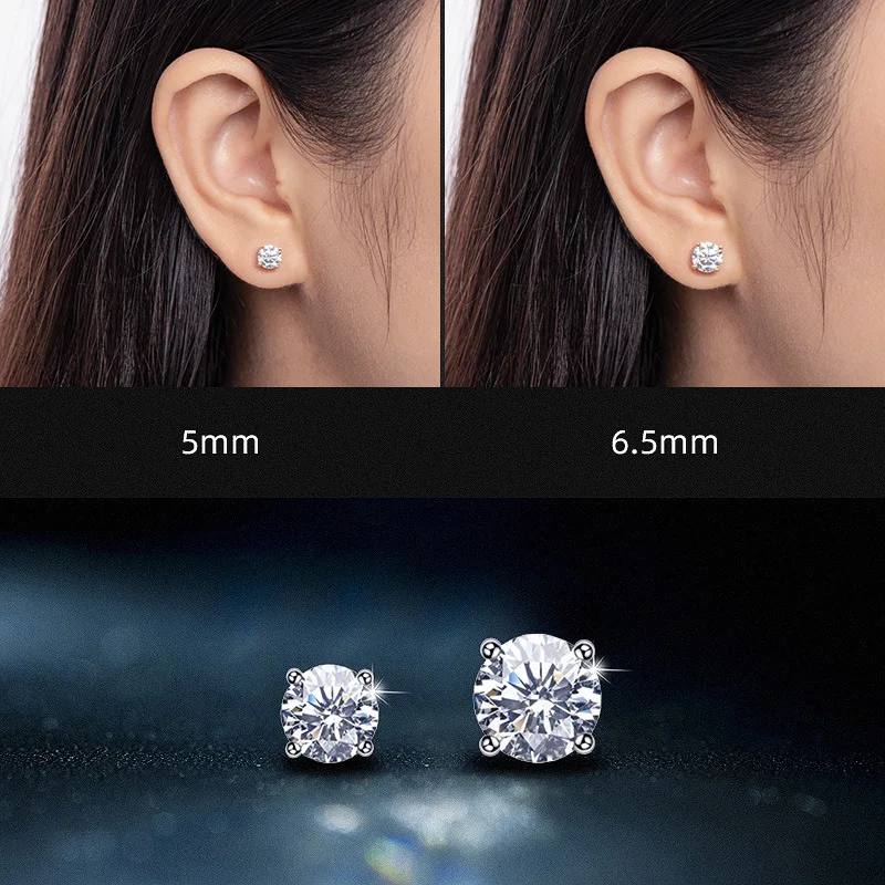 Premium 0.5-2ct Moissanite Diamond Stud Earrings for Women Orginal 925 Sterling Silver Screw Back Women Moissanite Earring 2025 Premium 0.5-2ct Moissanite Diamond Stud Earrings for Women Orginal 925 Sterling Silver Screw Back Women Moissanite Earring 2025