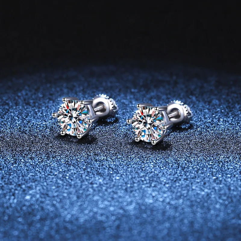Premium 0.5-2ct Moissanite Diamond Stud Earrings for Women Orginal 925 Sterling Silver Screw Back Women Moissanite Earring 2025 Premium 0.5-2ct Moissanite Diamond Stud Earrings for Women Orginal 925 Sterling Silver Screw Back Women Moissanite Earring 2025