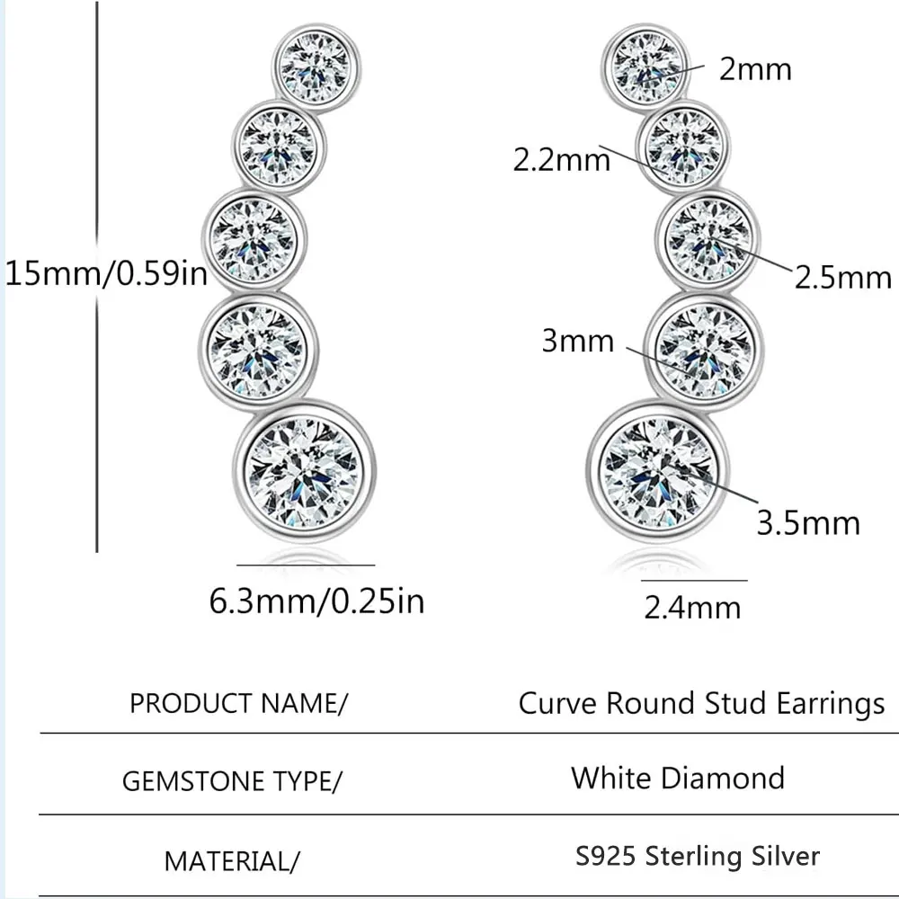 KNOBSPIN D Color Moissanite Earrings for Women GRA Certified Round Brilliant Cut Moissanite Stud Solid 925 Silver Dainty Earring