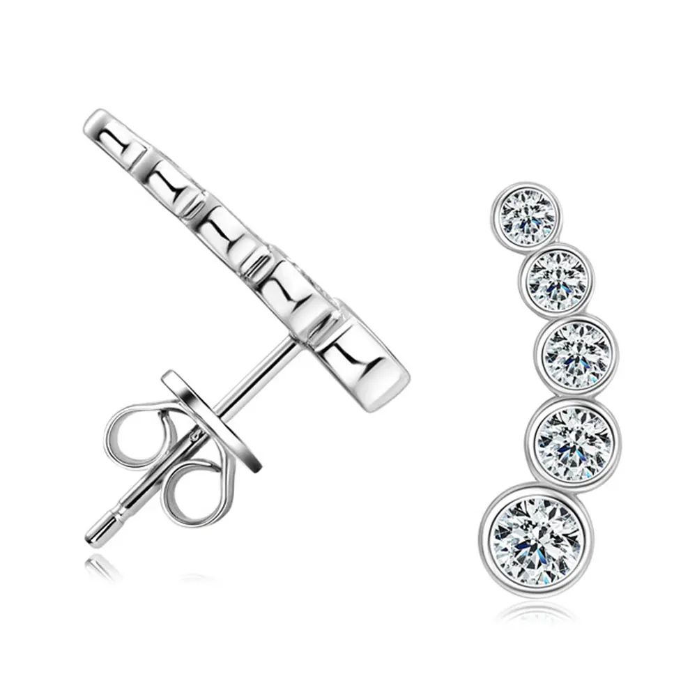 KNOBSPIN D Color Moissanite Earrings for Women GRA Certified Round Brilliant Cut Moissanite Stud Solid 925 Silver Dainty Earring