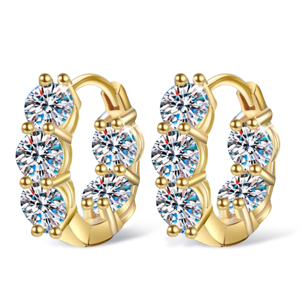 Sweetrain 3mm 4.5mm Full Moissanite Hoop Earrings for Women 925 Silver 18K Gold Plated Diamond Earring Wedding Fine Jewelry