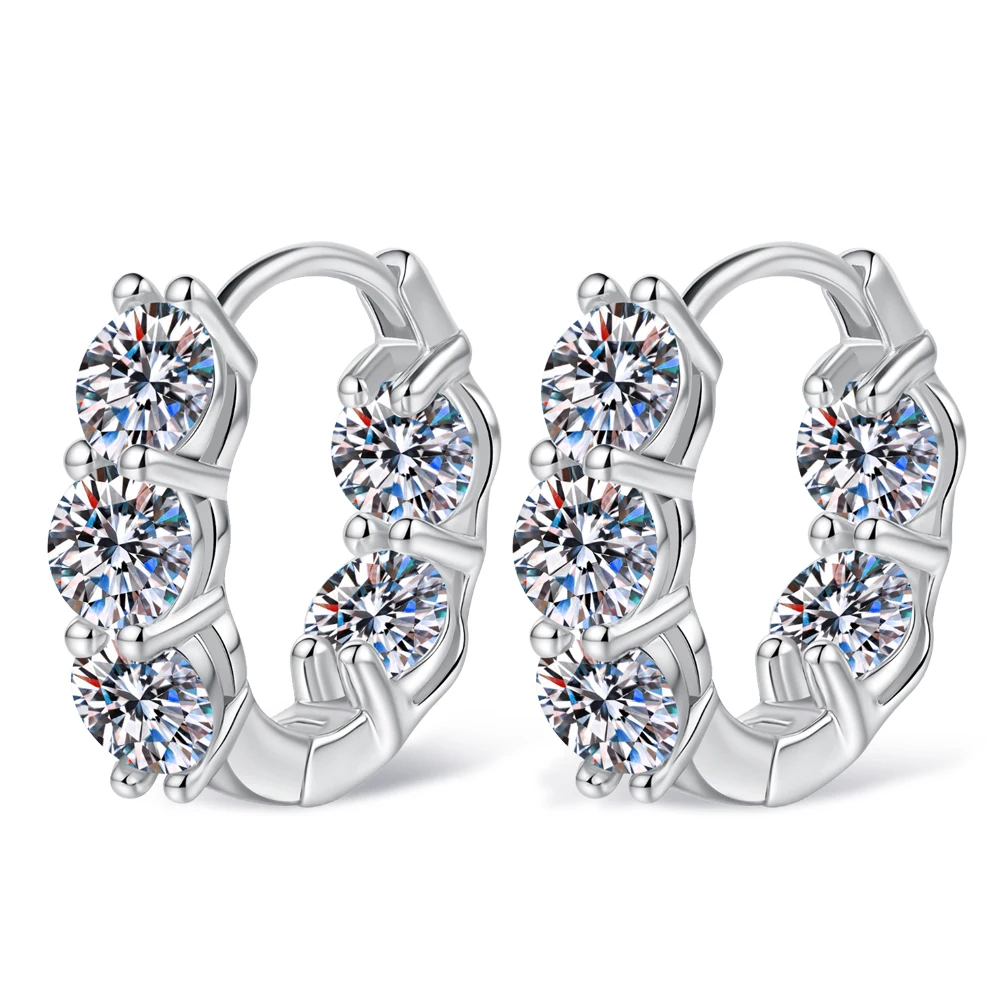 Sweetrain 3mm 4.5mm Full Moissanite Hoop Earrings for Women 925 Silver 18K Gold Plated Diamond Earring Wedding Fine Jewelry