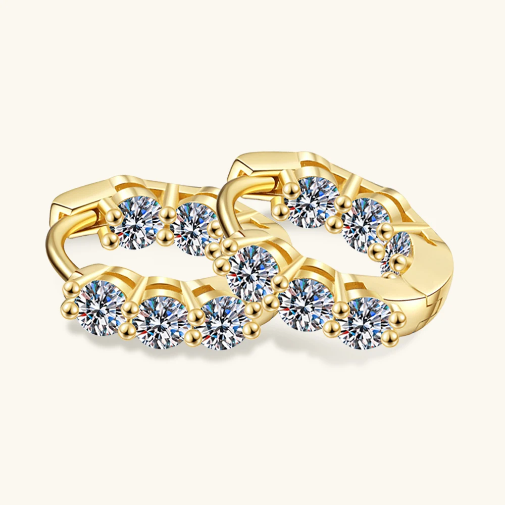 Sweetrain 3mm 4.5mm Full Moissanite Hoop Earrings for Women 925 Silver 18K Gold Plated Diamond Earring Wedding Fine Jewelry