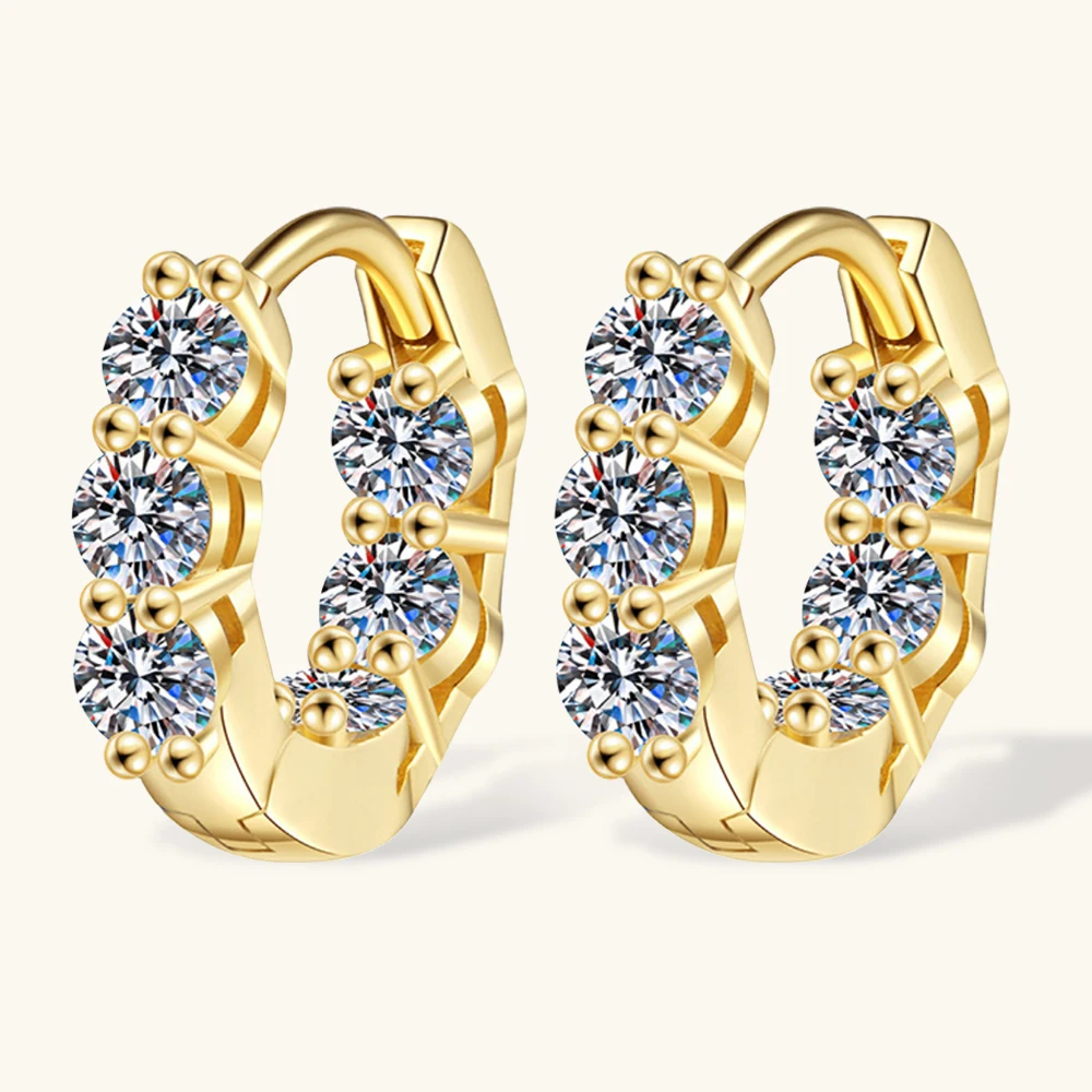 Sweetrain 3mm 4.5mm Full Moissanite Hoop Earrings for Women 925 Silver 18K Gold Plated Diamond Earring Wedding Fine Jewelry