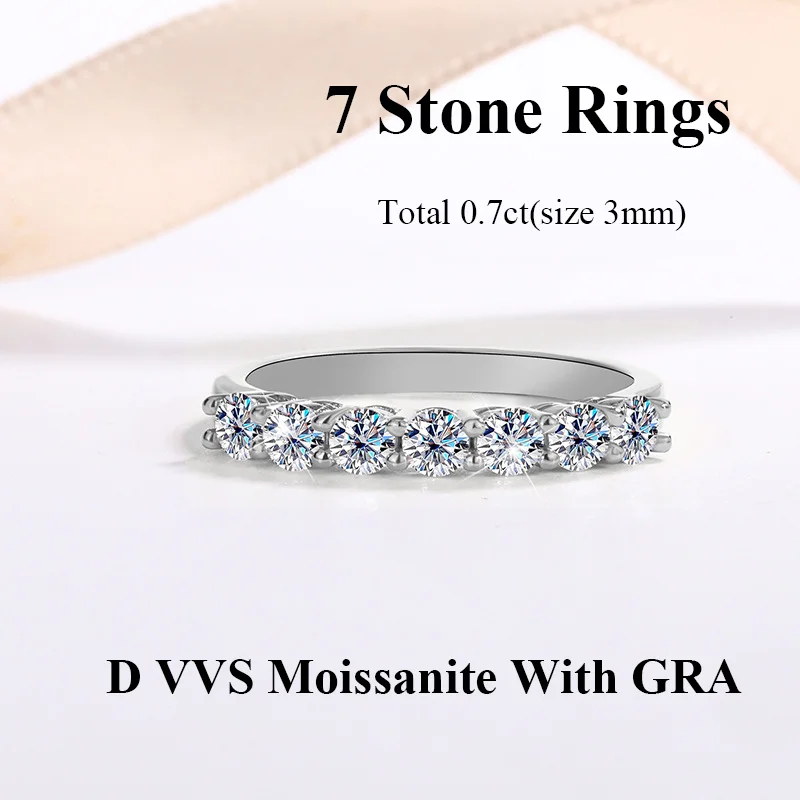 D VVS1 Moissanite Ring 925 Sterling Sliver With GRA Certificate Eternity Band Wedding Engagement Rings For Women And Men