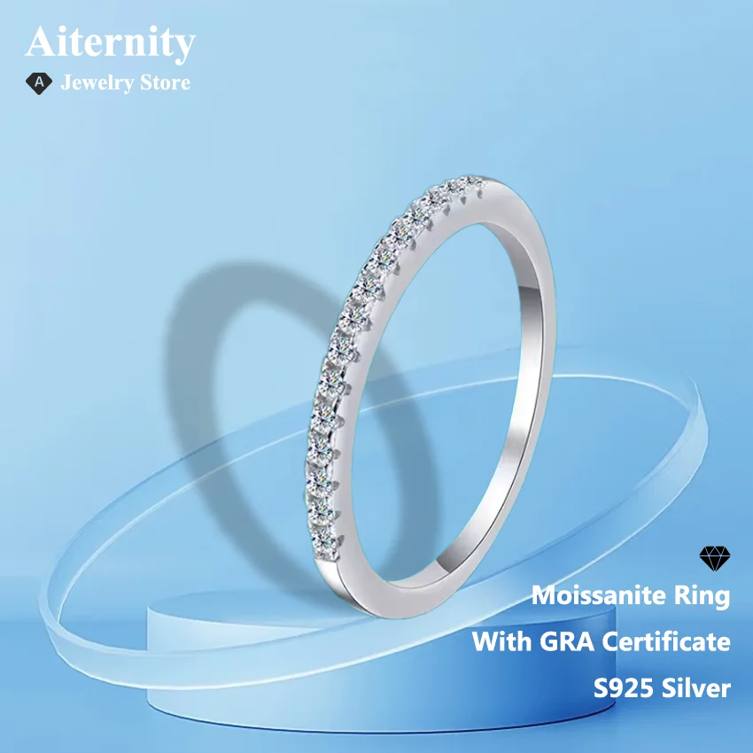 D VVS1 Moissanite Ring 925 Sterling Sliver With GRA Certificate Eternity Band Wedding Engagement Rings For Women And Men