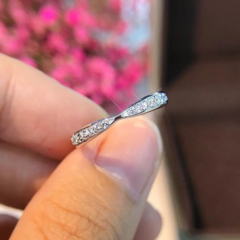 5 Stone Moissanite Wedding Rings Round Brilliant Cut Half Eternity Band 925 Silver 3mm Lab Diamond Wedding Ring for Women Men