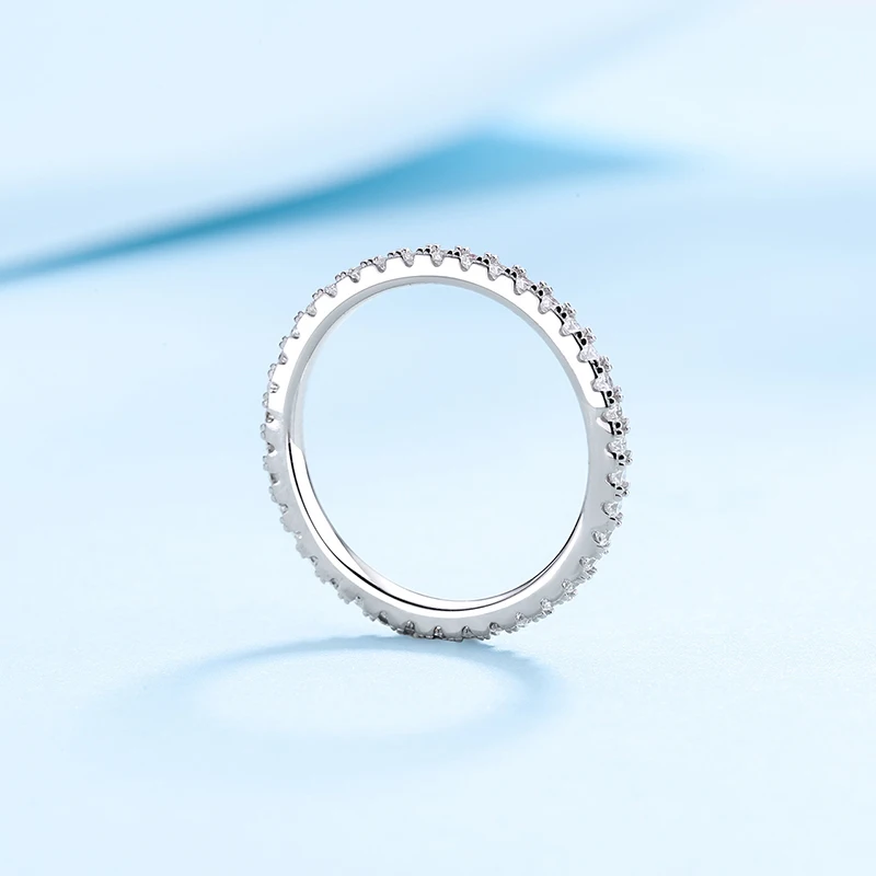 5 Stone Moissanite Wedding Rings Round Brilliant Cut Half Eternity Band 925 Silver 3mm Lab Diamond Wedding Ring for Women Men