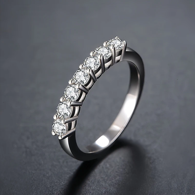 5 Stone Moissanite Wedding Rings Round Brilliant Cut Half Eternity Band 925 Silver 3mm Lab Diamond Wedding Ring for Women Men