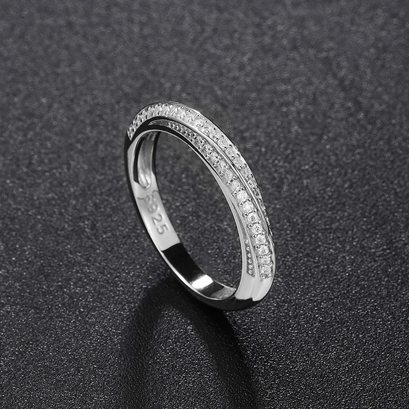5 Stone Moissanite Wedding Rings Round Brilliant Cut Half Eternity Band 925 Silver 3mm Lab Diamond Wedding Ring for Women Men