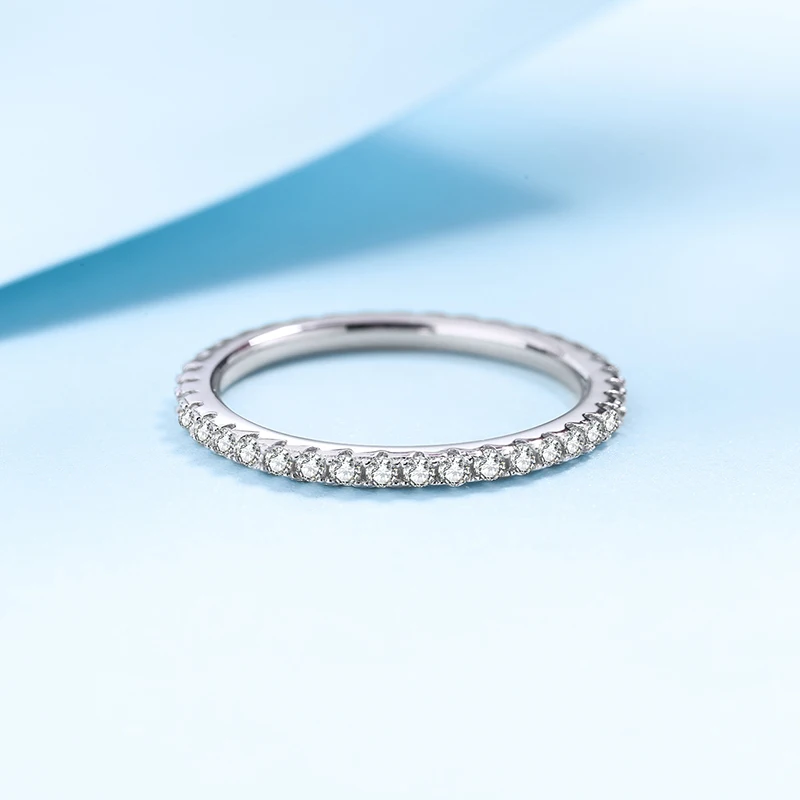 5 Stone Moissanite Wedding Rings Round Brilliant Cut Half Eternity Band 925 Silver 3mm Lab Diamond Wedding Ring for Women Men